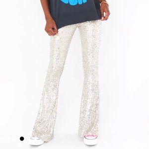 Show me your mumu Mercy bless platinum sequin pants.